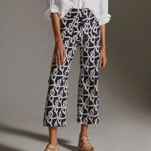 Navy Rope-Print Colette Pants